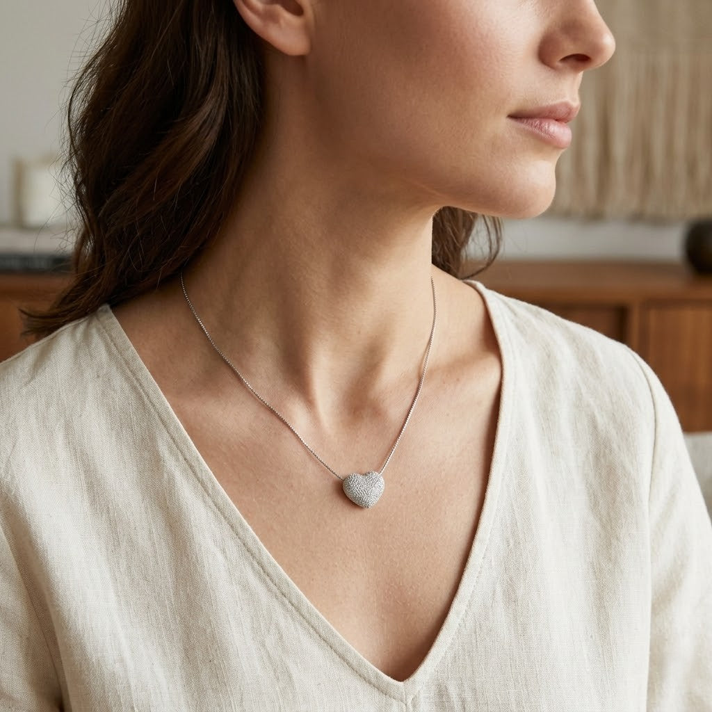 Collana con ciondolo - 18 carati Oro bianco