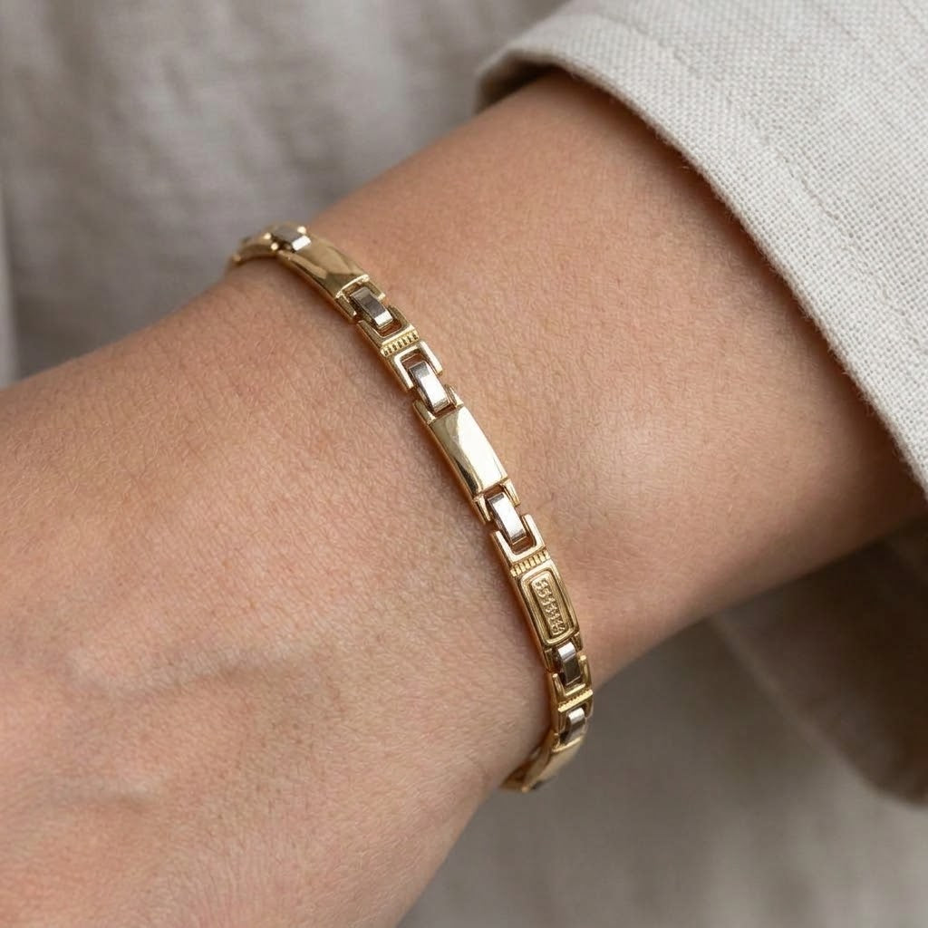 Bracelet - 18k Yellow gold, White gold - Handmade