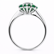 Anello - 18 carati Oro bianco - 0.58ct. tw. Smeraldo - Diamante