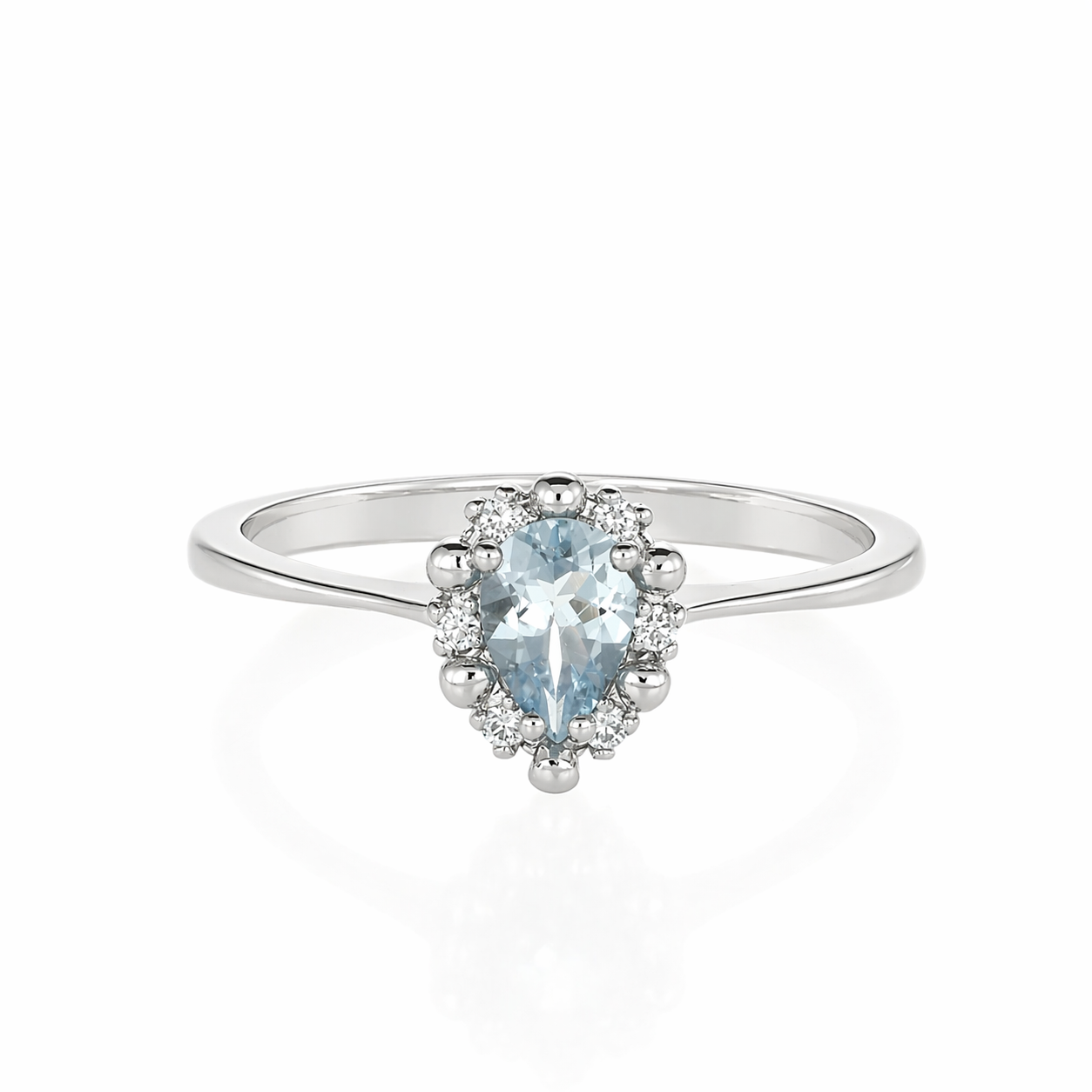 Anello - 18 carati Oro bianco - 0.41ct. tw. Acquamarina - Diamante