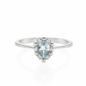 Anello - 18 carati Oro bianco - 0.41ct. tw. Acquamarina - Diamante