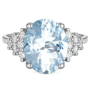 Anello - 18 carati Oro bianco Acquamarina - Diamante