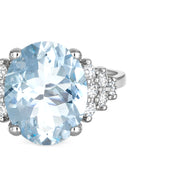 Anello - 18 carati Oro bianco Acquamarina - Diamante