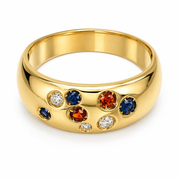 Anello - 18 carati Oro giallo, Zaffiri - Rubini - Diamanti - 0.20ct. tw.