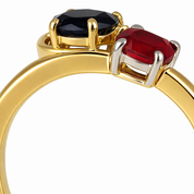 Anello - 18 carati Oro giallo, Zaffiro - Rubino - Diamante - 0.72ct. tw.