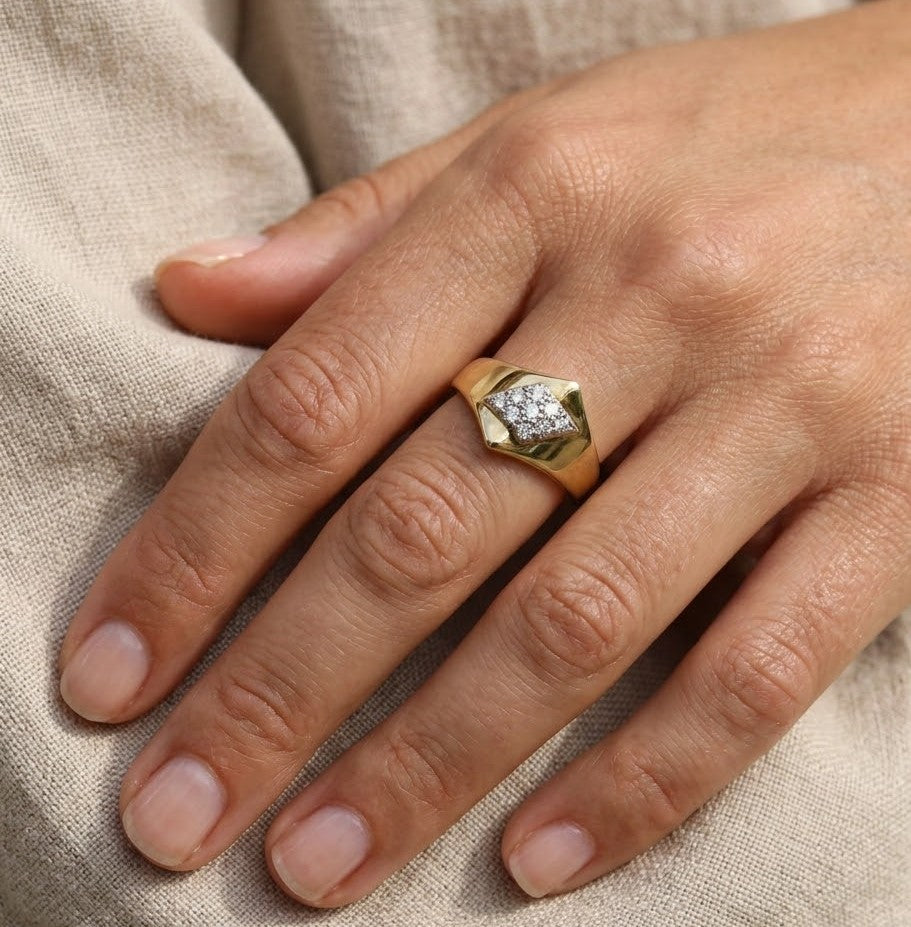 Anello - 18 carati Oro bianco, Oro giallo - 0.18ct. tw. Diamante (Naturale)