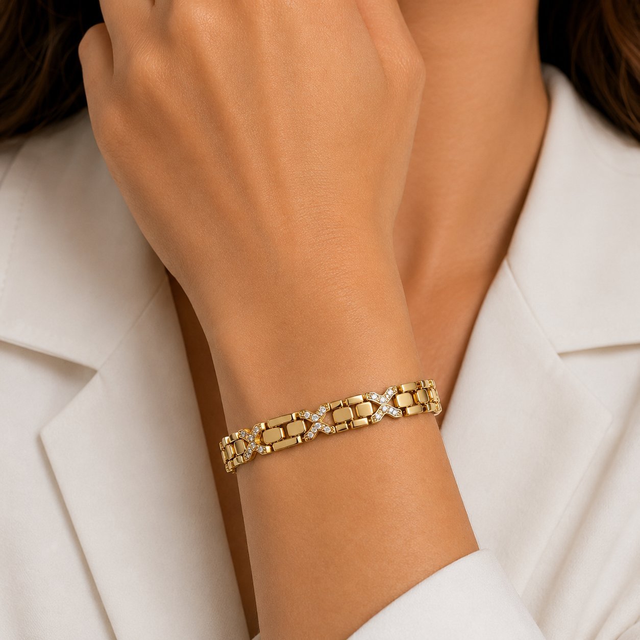Bracciale - 18 carati Oro bianco, Oro giallo - 0.24ct. tw. Diamante (Naturale) - Made in Italy - Handmade