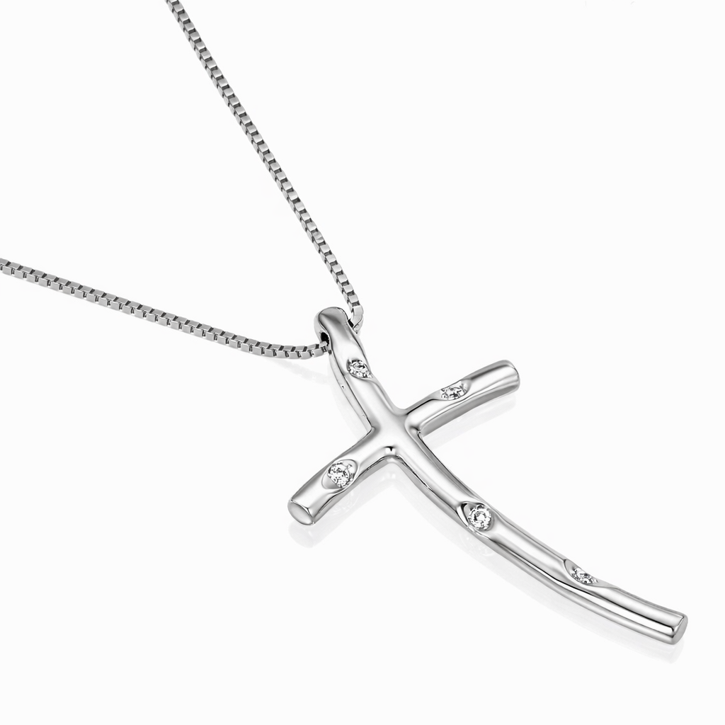 Collana con ciondolo - 18 carati Oro bianco - 0.05ct. tw. Diamante (Naturale)