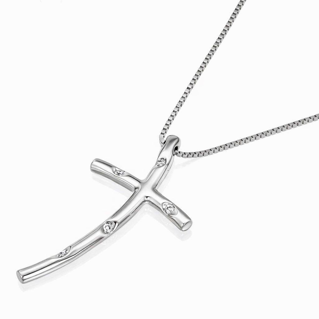 Collana con ciondolo - 18 carati Oro bianco - 0.05ct. tw. Diamante (Naturale)