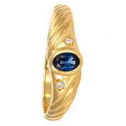 Anello - 18 carati Oro giallo - 0.26ct. tw. Zaffiro - Diamante