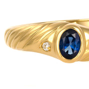 Anello - 18 carati Oro giallo - 0.26ct. tw. Zaffiro - Diamante