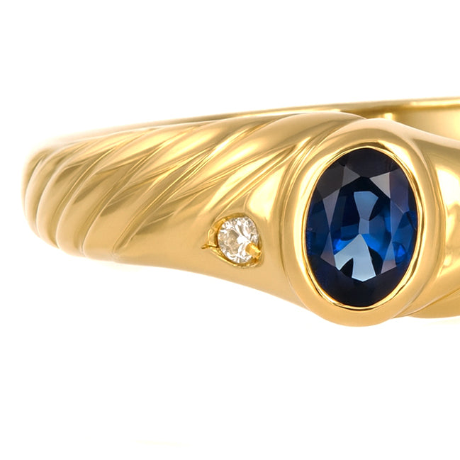 Anello - 18 carati Oro giallo - 0.26ct. tw. Zaffiro - Diamante