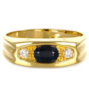 Anello - 18 carati Oro giallo - 0.55ct. tw. Zaffiro - Diamante