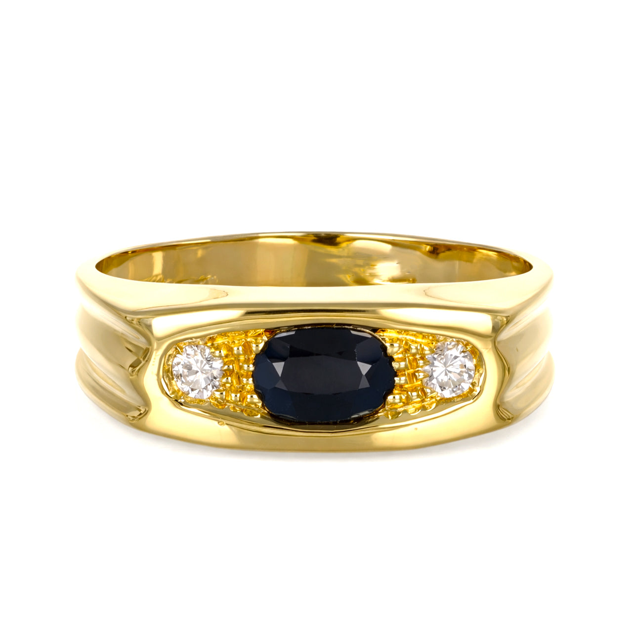 Anello - 18 carati Oro giallo - 0.55ct. tw. Zaffiro - Diamante