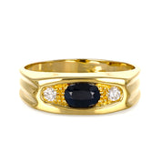 Anello - 18 carati Oro giallo - 0.55ct. tw. Zaffiro - Diamante