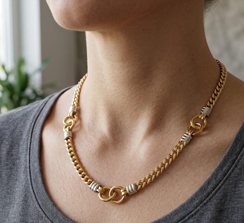 Collana in oro giallo e bianco 18 carati