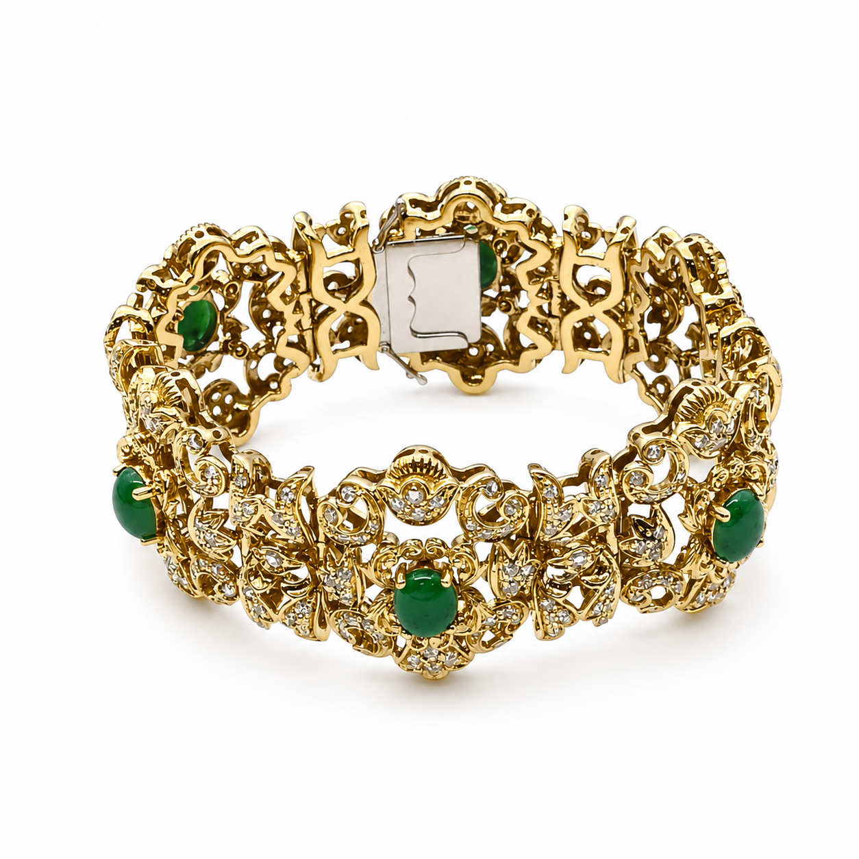 Bracciale - 18 carati Oro giallo - 7.50ct. tw. Giada - Diamante
