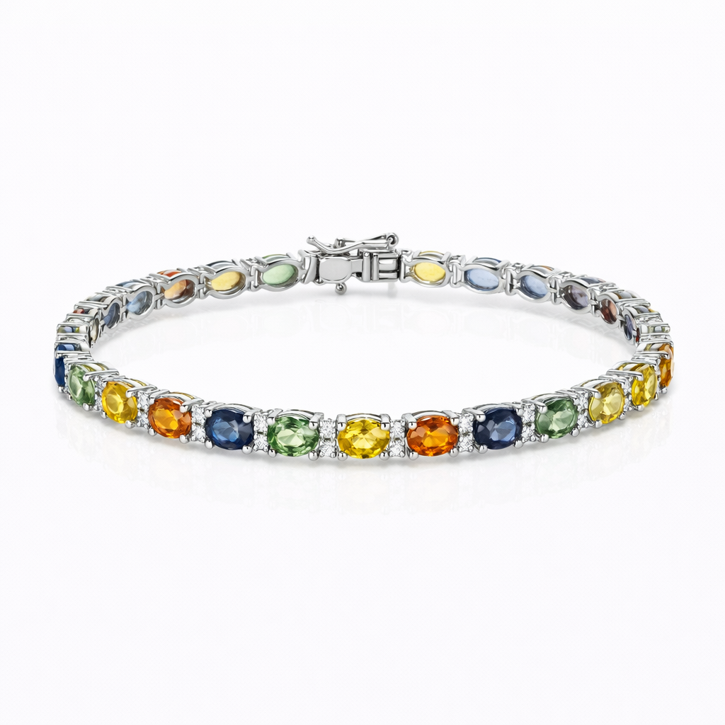 Bracciale - 18 carati Oro bianco - 12.00ct. tw. Zaffiro - Diamante