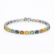 Bracciale - 18 carati Oro bianco - 12.00ct. tw. Zaffiro - Diamante