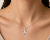 Collana con ciondolo - 18 carati Oro bianco - Made in Italy -Handmade