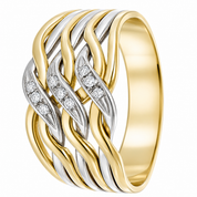 Anello - 18 carati Oro bianco, Oro giallo - 0.135ct. tw. Diamante (Naturale) - Made in Italy - Handmade