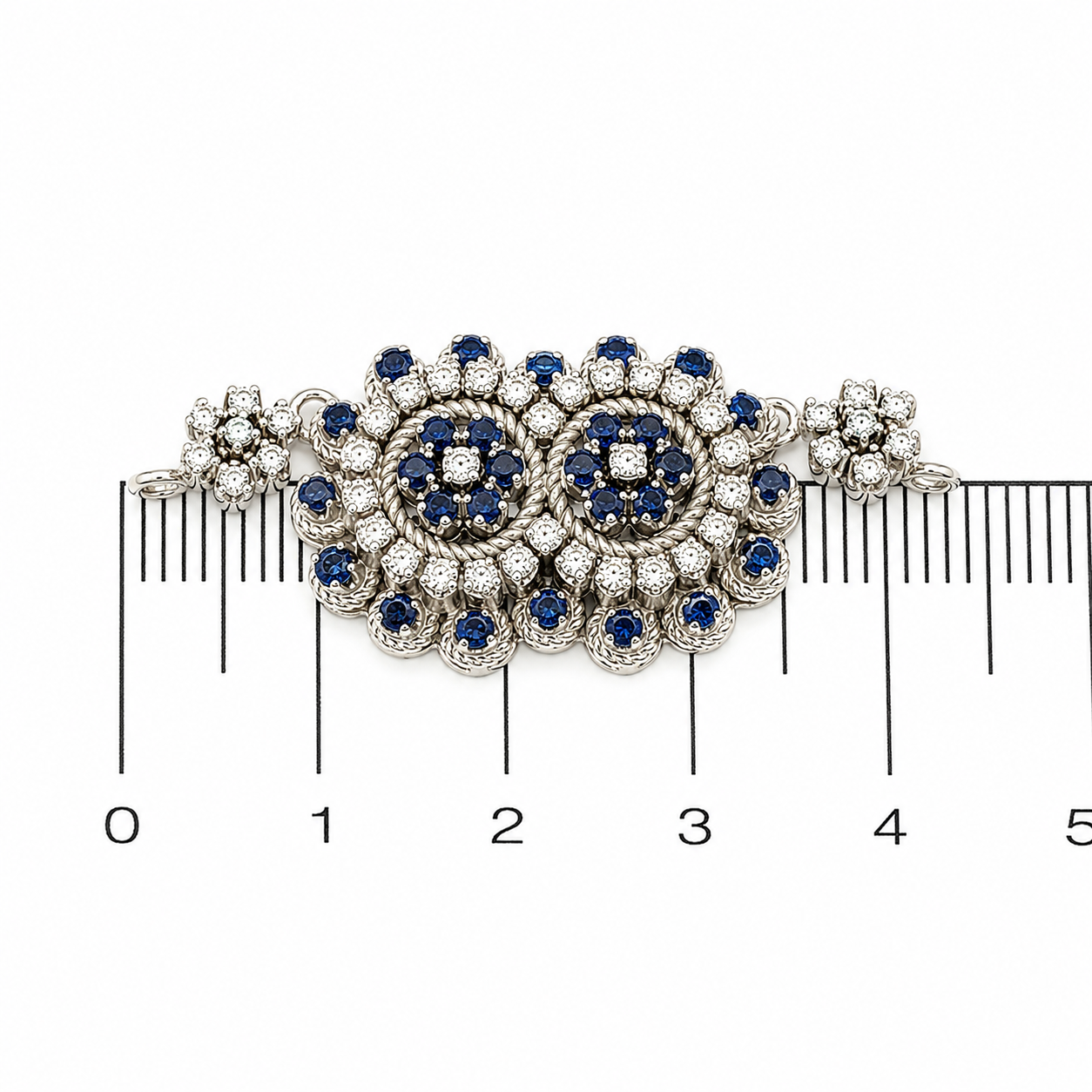 Chiusura per collana - 18 carati Oro bianco - 2.10ct. tw. Zaffiro - Diamante - Made in Italy - Handmade
