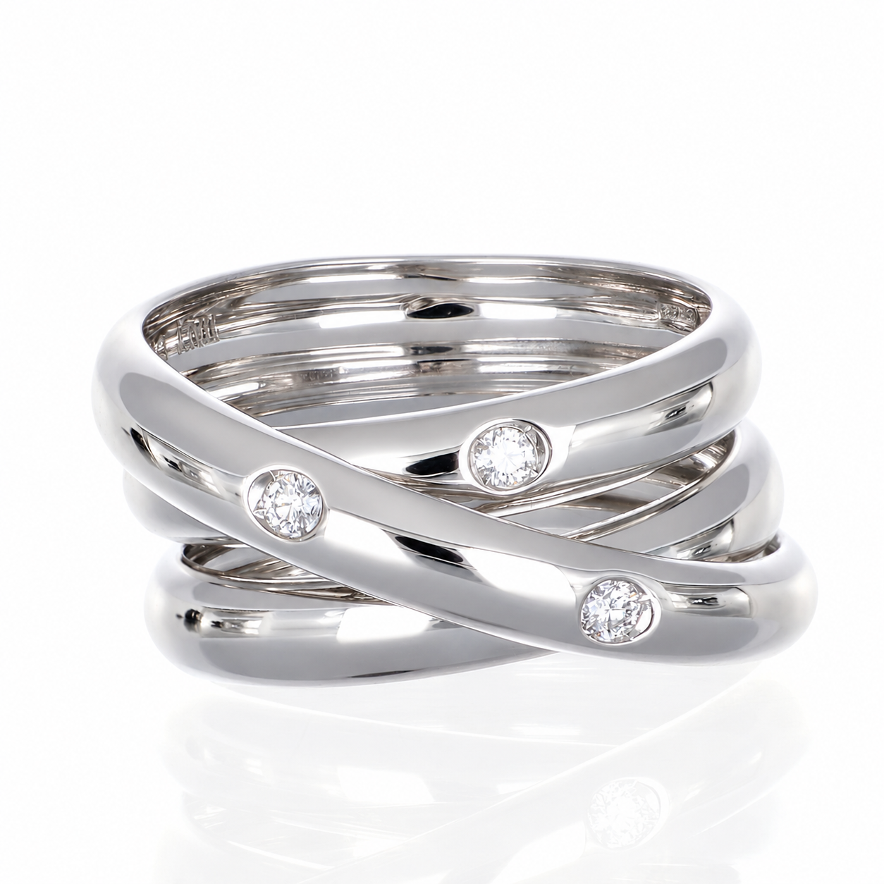 Anello - 18 carati Oro bianco - 0.09ct. tw. Diamante (Naturale) - Made in Italy
