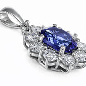 Ciondolo - 18 carati Oro bianco - 2.95ct. tw. Tanzanite - Diamante
