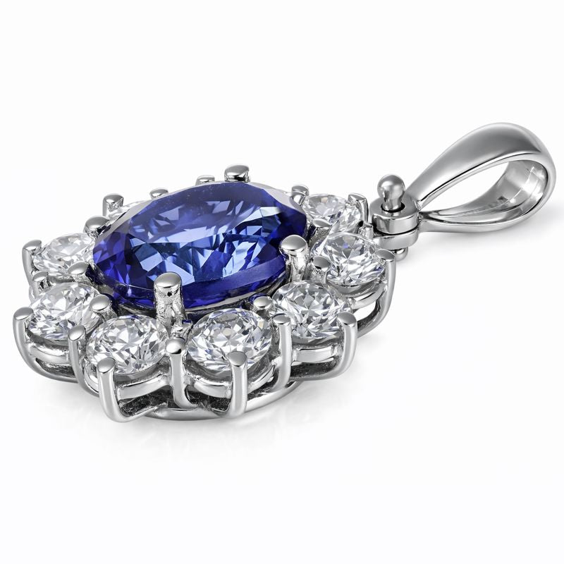 Ciondolo - 18 carati Oro bianco - 2.95ct. tw. Tanzanite - Diamante