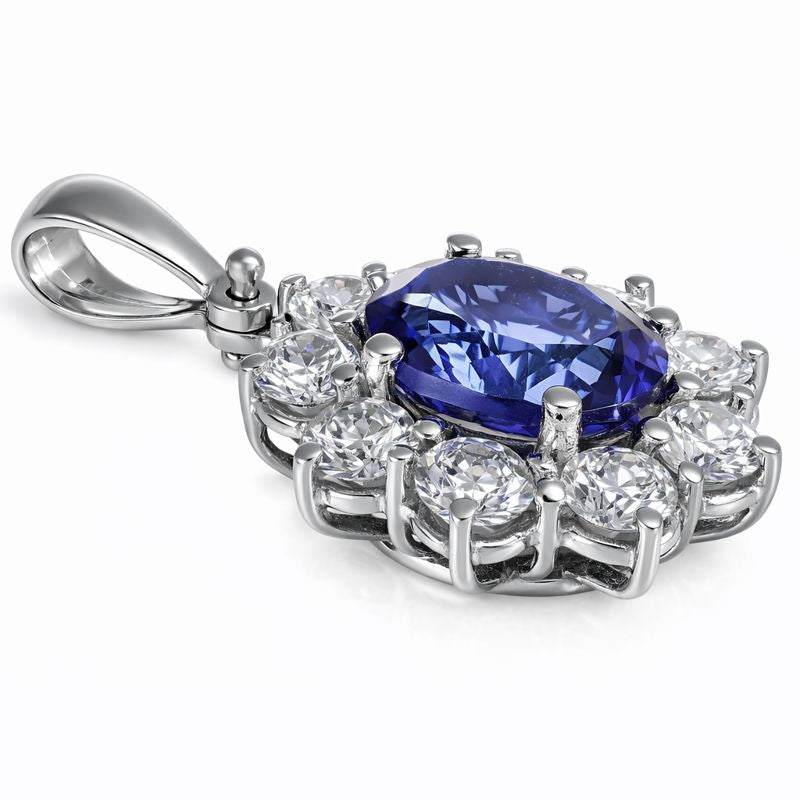 Ciondolo - 18 carati Oro bianco - 2.95ct. tw. Tanzanite - Diamante