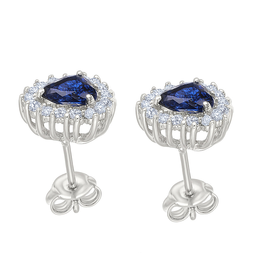 Orecchini - 18 carati Oro bianco - 1.86ct. tw. Zaffiro - Diamante