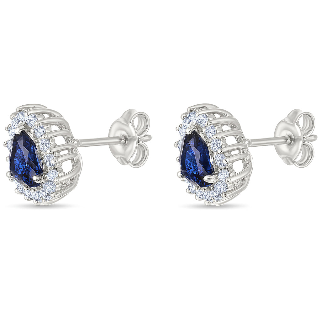 Orecchini - 18 carati Oro bianco - 1.86ct. tw. Zaffiro - Diamante