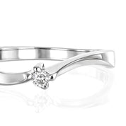 Anello - 18 carati Oro bianco - 0.04ct. tw. Diamante (Naturale)