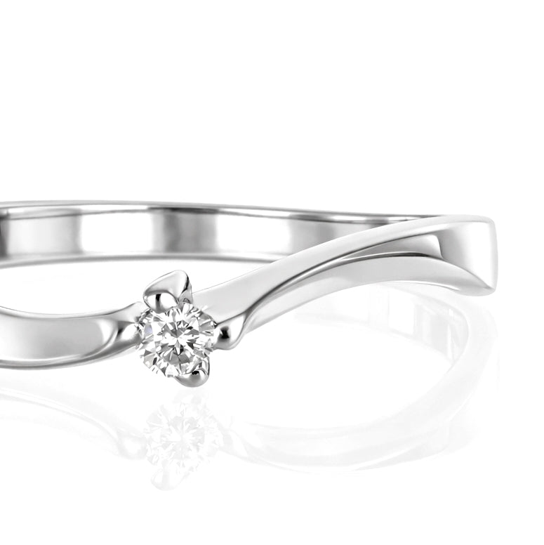 Anello - 18 carati Oro bianco - 0.04ct. tw. Diamante (Naturale)