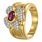 Anello - 18 carati Oro bianco, Oro giallo - 1.20ct. tw. Rubino - Diamante