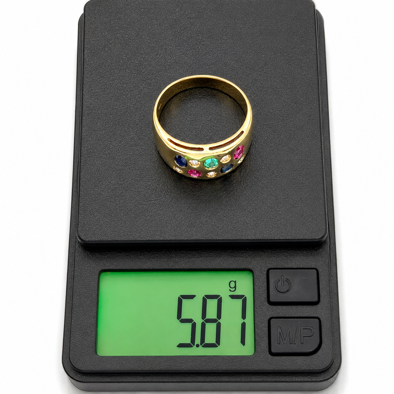 Anello - 18 carati Oro giallo, Rubino - Zaffiro - Smeraldo - Diamanti - 0.60ct. tw. - Made in Italy - Handmade