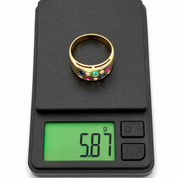 Anello - 18 carati Oro giallo, Rubino - Zaffiro - Smeraldo - Diamanti - 0.60ct. tw. - Made in Italy - Handmade