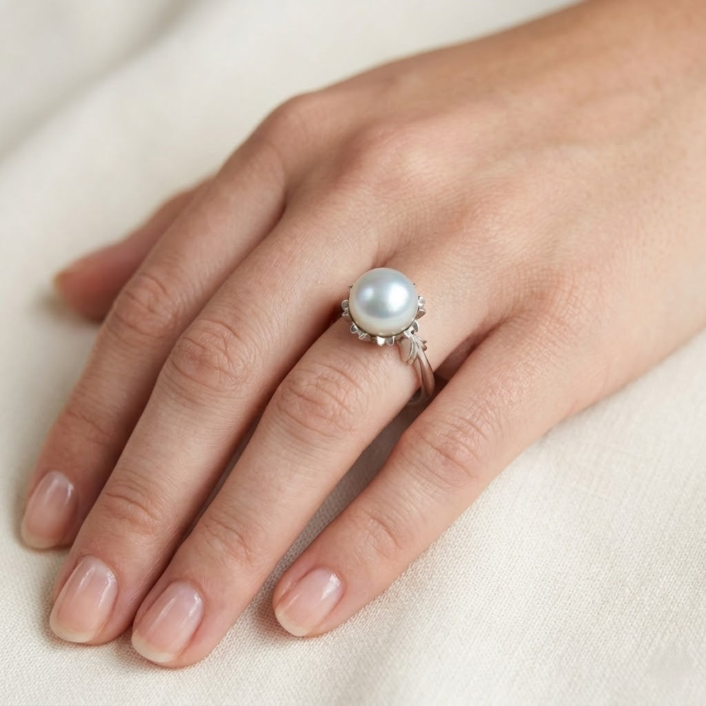 Anello - 18 carati Oro bianco - Perla