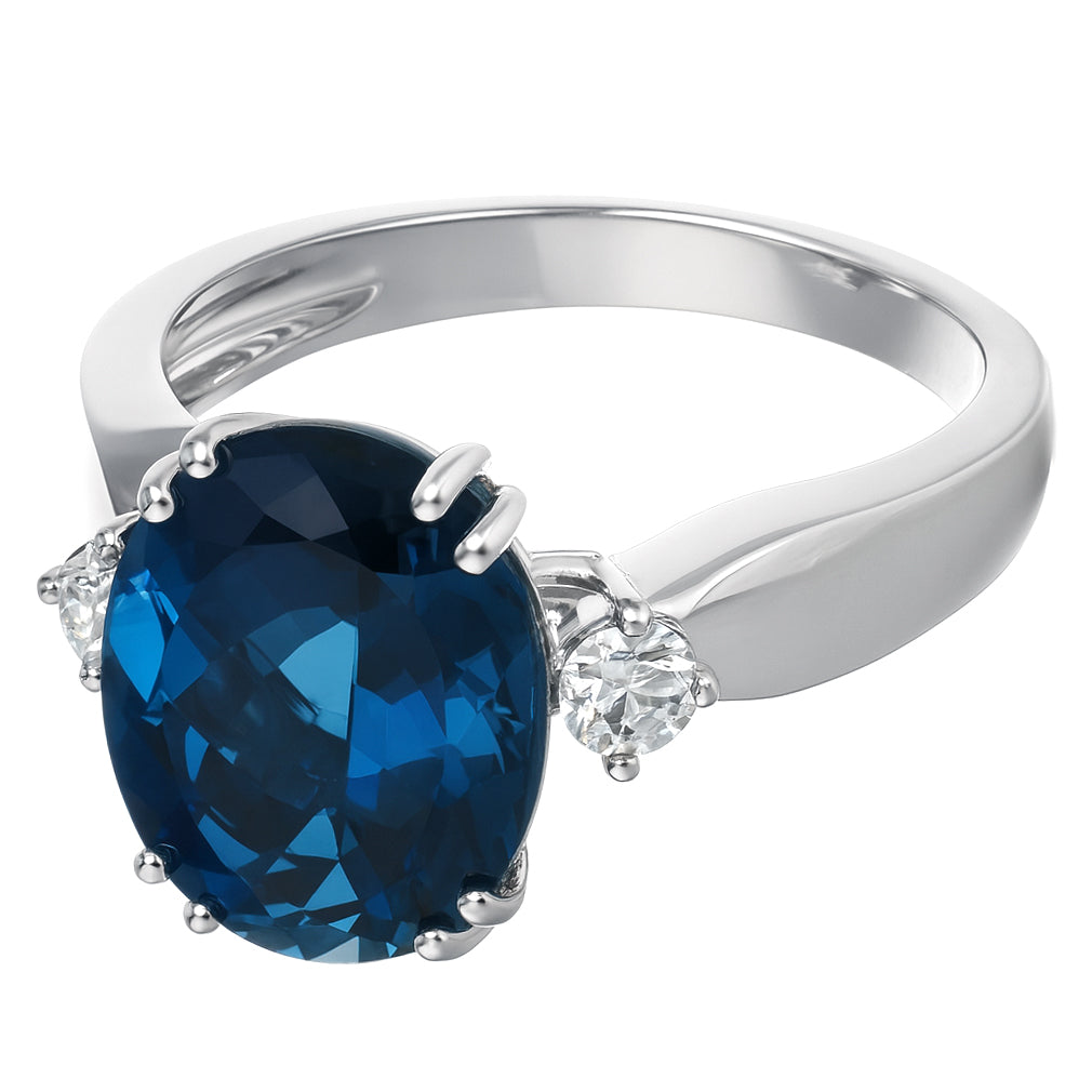 Anello - 18 carati Oro bianco - 6.13ct. tw. Topazio - Diamante