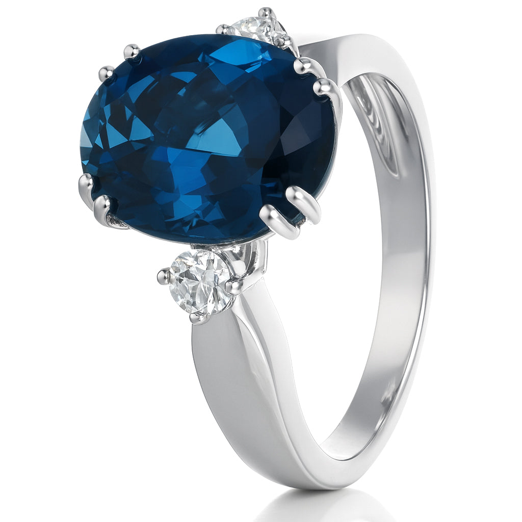 Anello - 18 carati Oro bianco - 6.13ct. tw. Topazio - Diamante