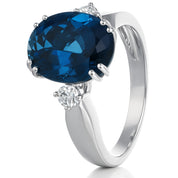 Anello - 18 carati Oro bianco - 6.13ct. tw. Topazio - Diamante