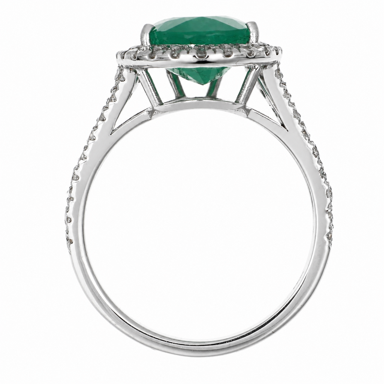 Anello - 18 carati Oro bianco - 5.20ct. tw. Smeraldo - Diamante