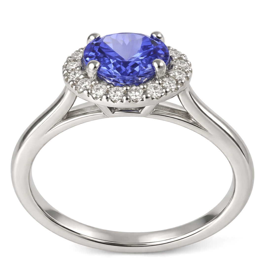 Anello - 18 carati Oro bianco - 1.28ct. tw. Tanzanite - Diamante