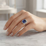 Anello - 18 carati Oro bianco - 7.90ct. tw. Tanzanite - Diamante - Made in Italy - Handmade