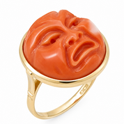 Anello - 18 carati Oro giallo Corallo - Made in Italy - Handmade