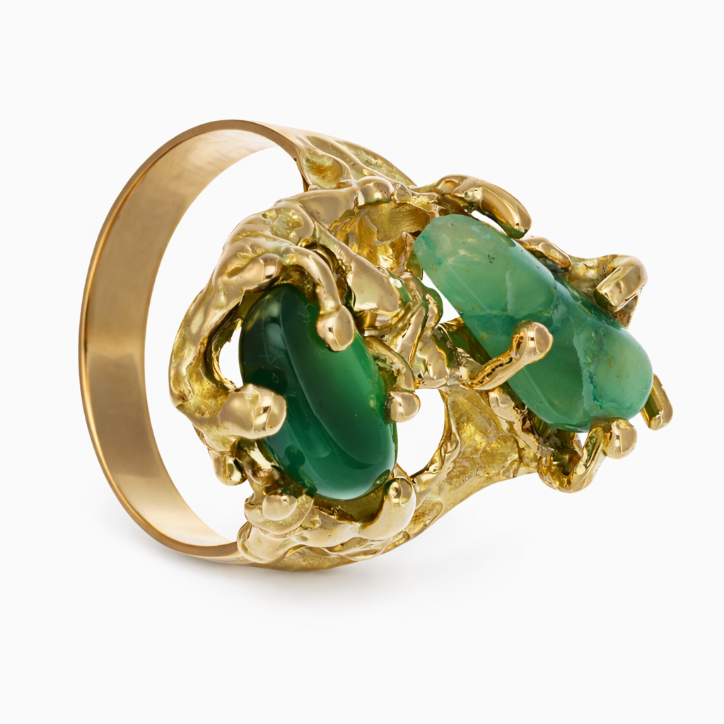 Anello - 18 carati Oro giallo - 4.00ct. tw. Giada - Agata verde