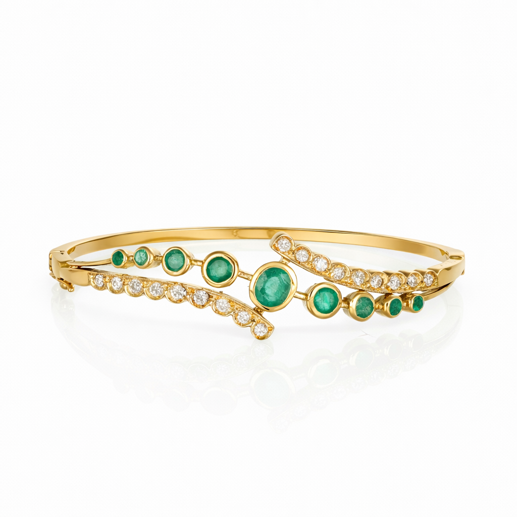 Bracciale - 18 carati Oro giallo - 1.85ct. tw. Smeraldo - Diamante