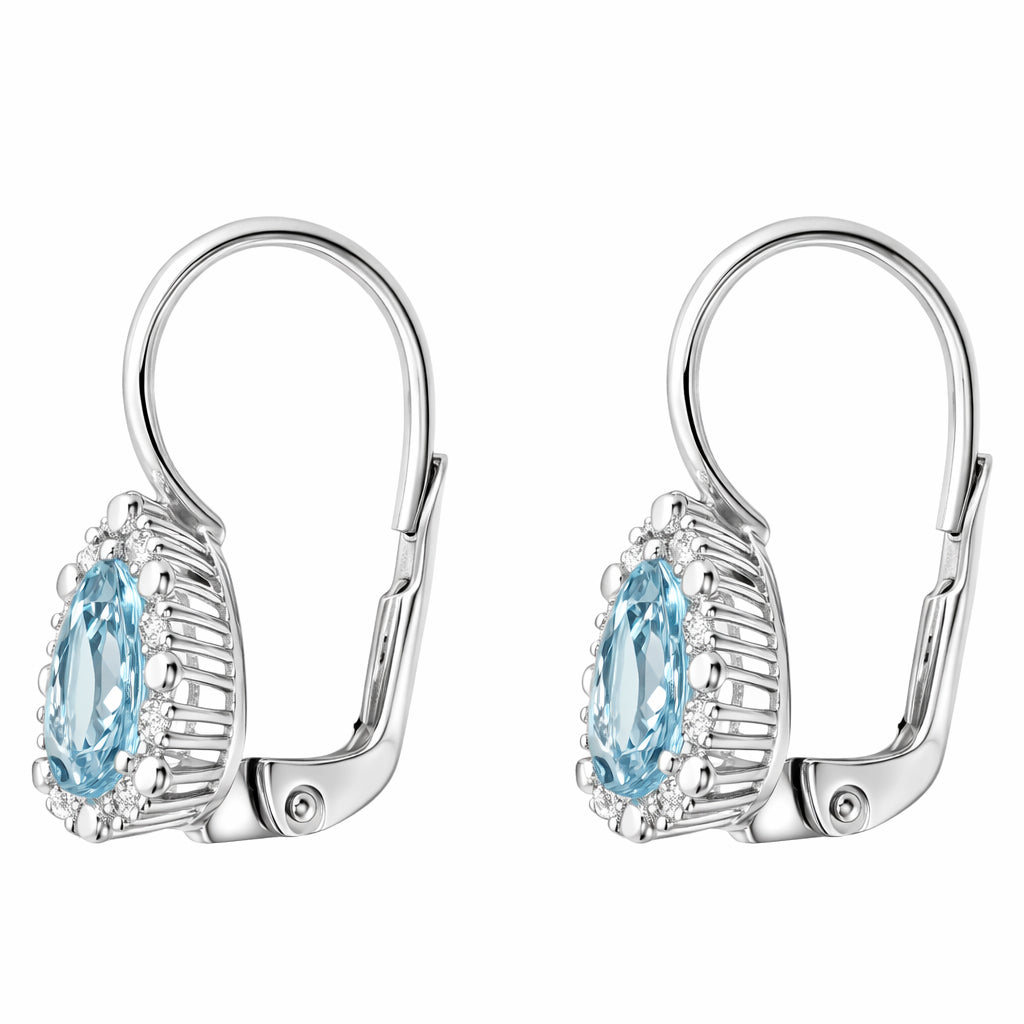 Orecchini - 18 carati Oro bianco - 1.60ct. tw. Acquamarina - Diamante