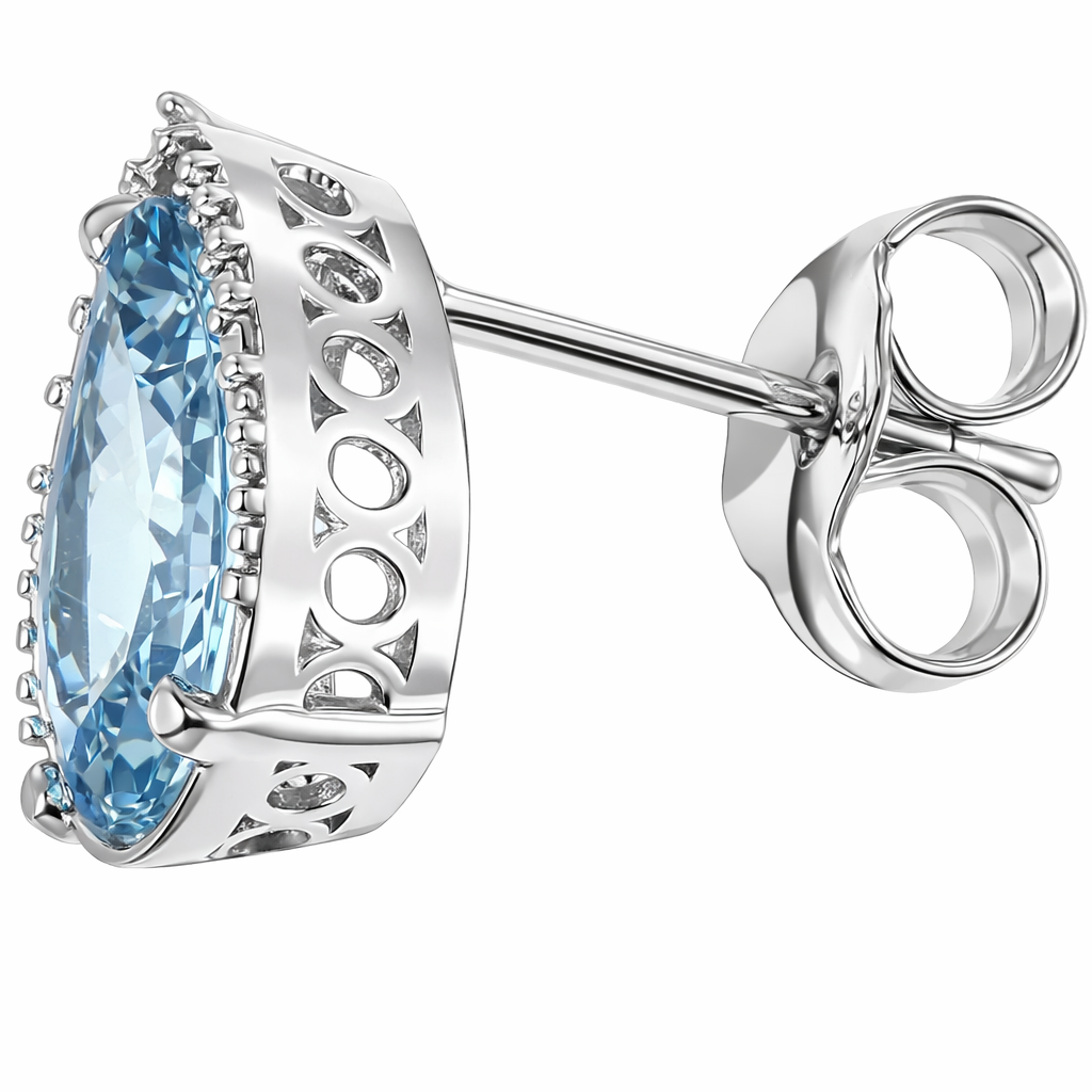 Orecchini - 18 carati Oro bianco - 2.85ct. tw. Acquamarina - Diamante