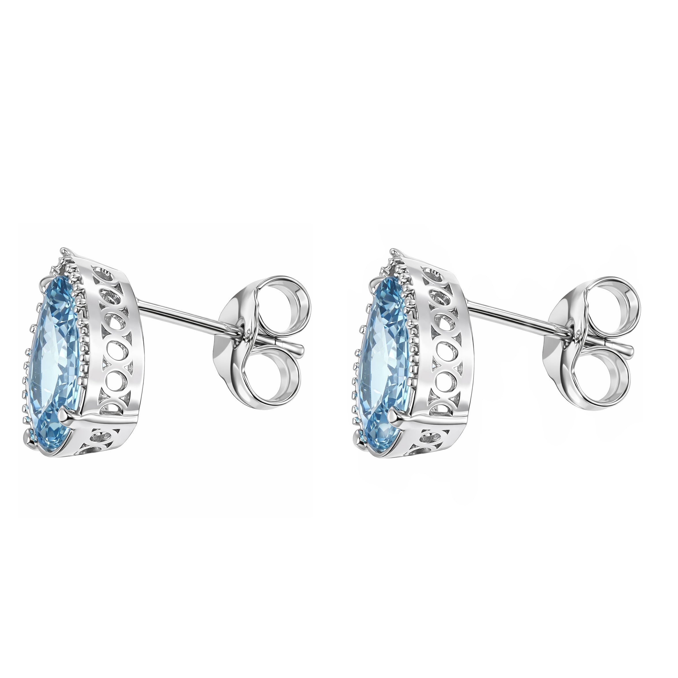 Orecchini - 18 carati Oro bianco - 2.85ct. tw. Acquamarina - Diamante